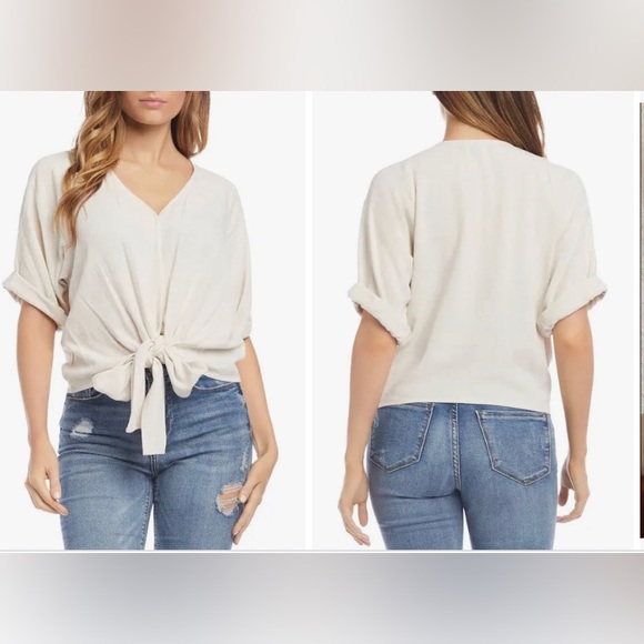 Karen Kane Toe Front Linen Top - Picture 2 of 7